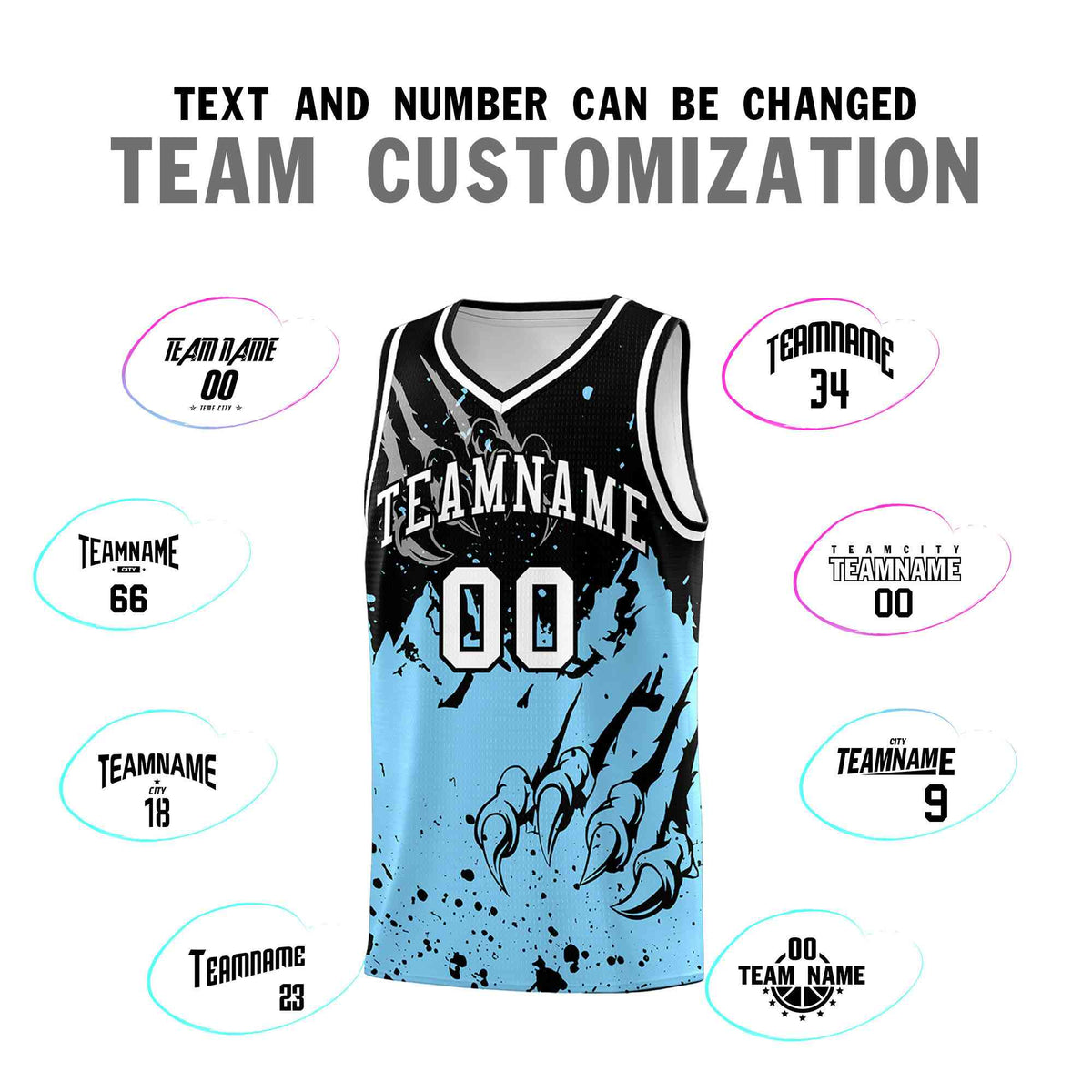 Custom Black Light Blue Snow Mountain Beast Pattern Sports Uniform Basketball Jersey