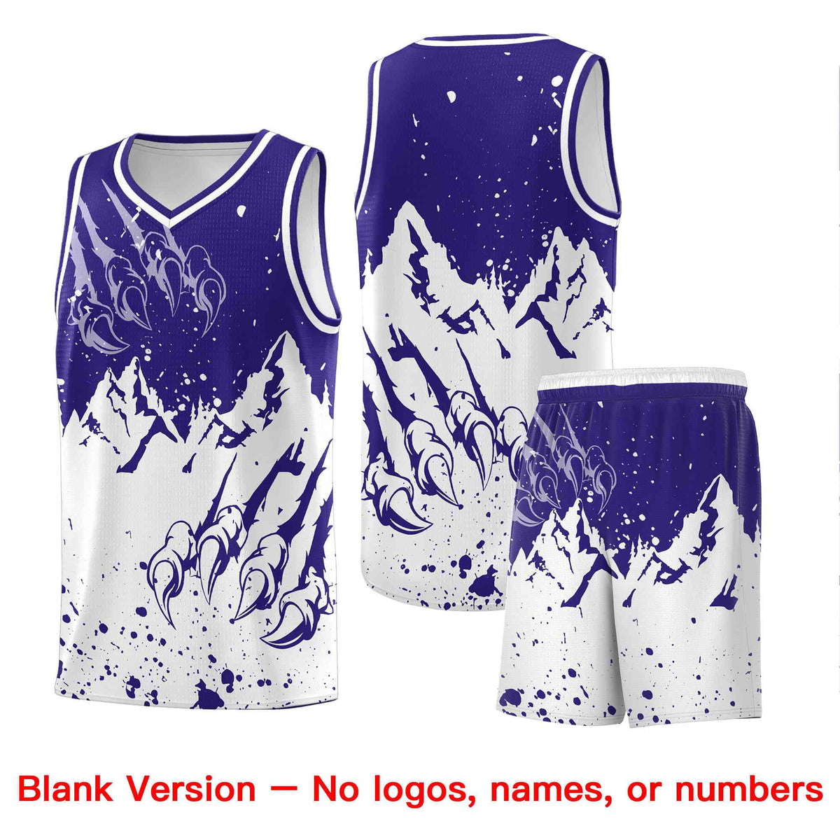 Custom Royal White Snow Mountain Beast Pattern Sports Uniform Basketball Jersey