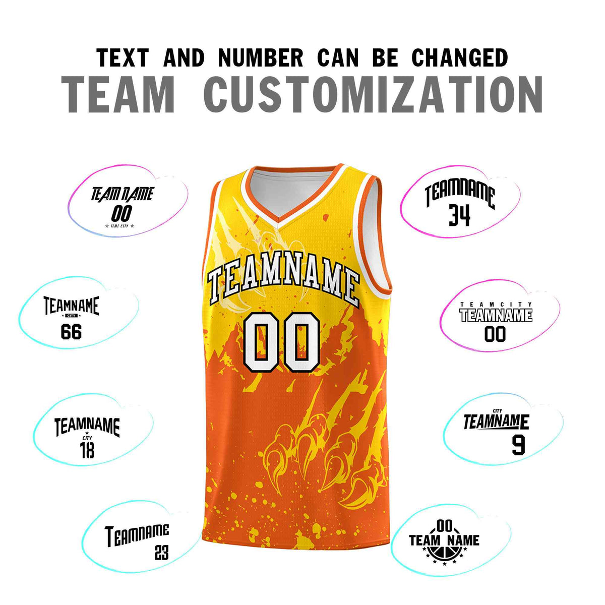 Custom Gold Orange Snow Mountain Beast Pattern Sports Uniform Basketball Jersey