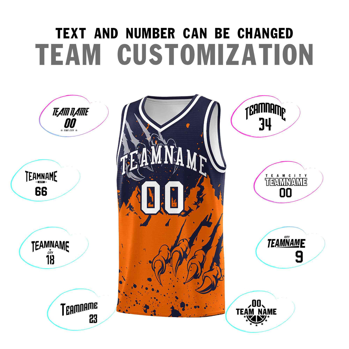 Custom Navy Orange Snow Mountain Beast Pattern Sports Uniform Basketball Jersey