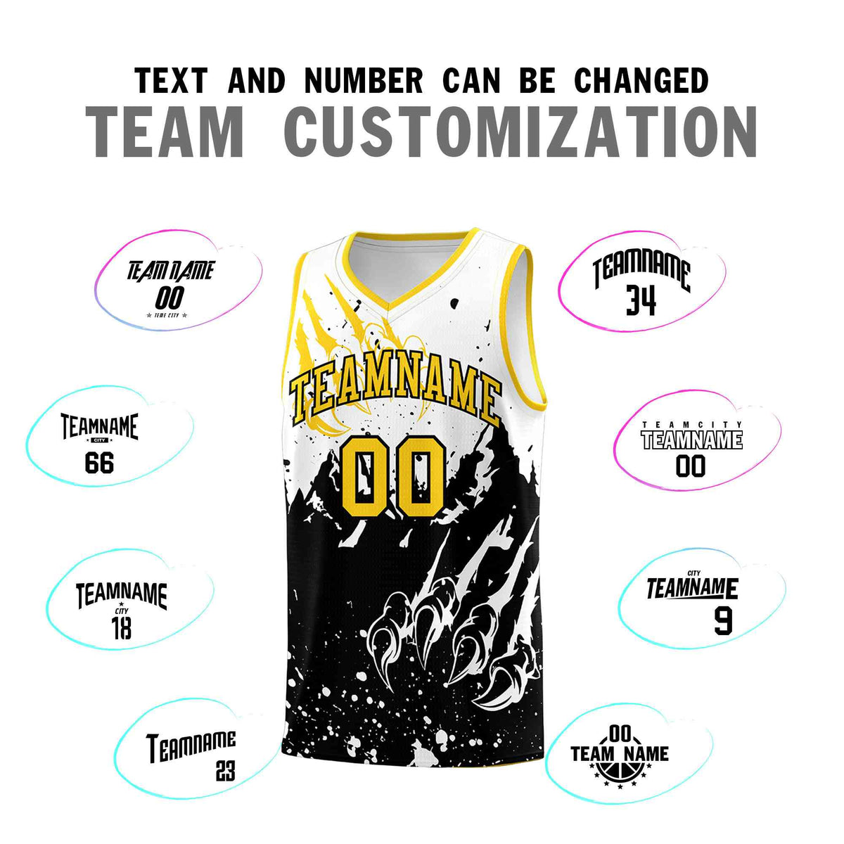 Custom White Black Snow Mountain Beast Pattern Sports Uniform Basketball Jersey