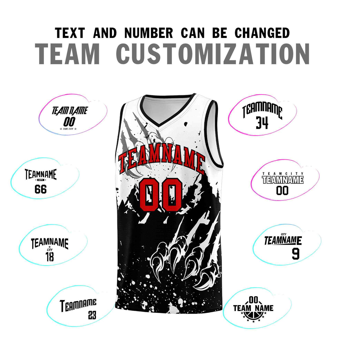 Custom White Black Snow Mountain Beast Pattern Sports Uniform Basketball Jersey