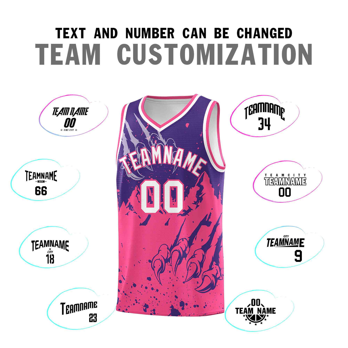 Custom Purple Pink Snow Mountain Beast Pattern Sports Uniform Basketball Jersey