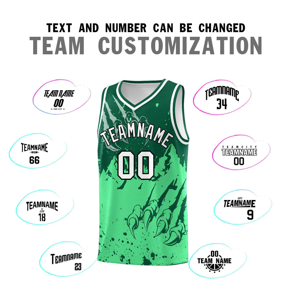Custom Kelly Green Green Snow Mountain Beast Pattern Sports Uniform Basketball Jersey