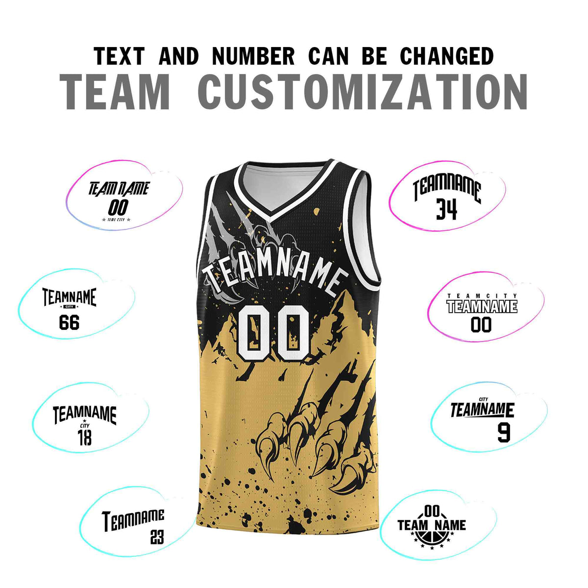 Custom Black Old Gold Snow Mountain Beast Pattern Sports Uniform Basketball Jersey