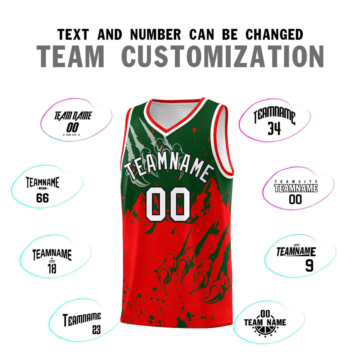 Custom Green Light Red Snow Mountain Beast Pattern Sports Uniform Basketball Jersey
