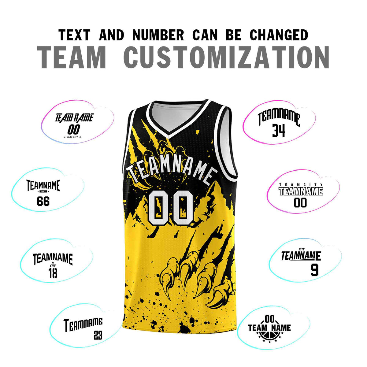 Custom Black Gold Snow Mountain Beast Pattern Sports Uniform Basketball Jersey