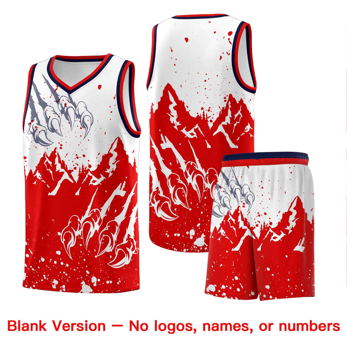 Custom White Red Snow Mountain Beast Pattern Sports Uniform Basketball Jersey