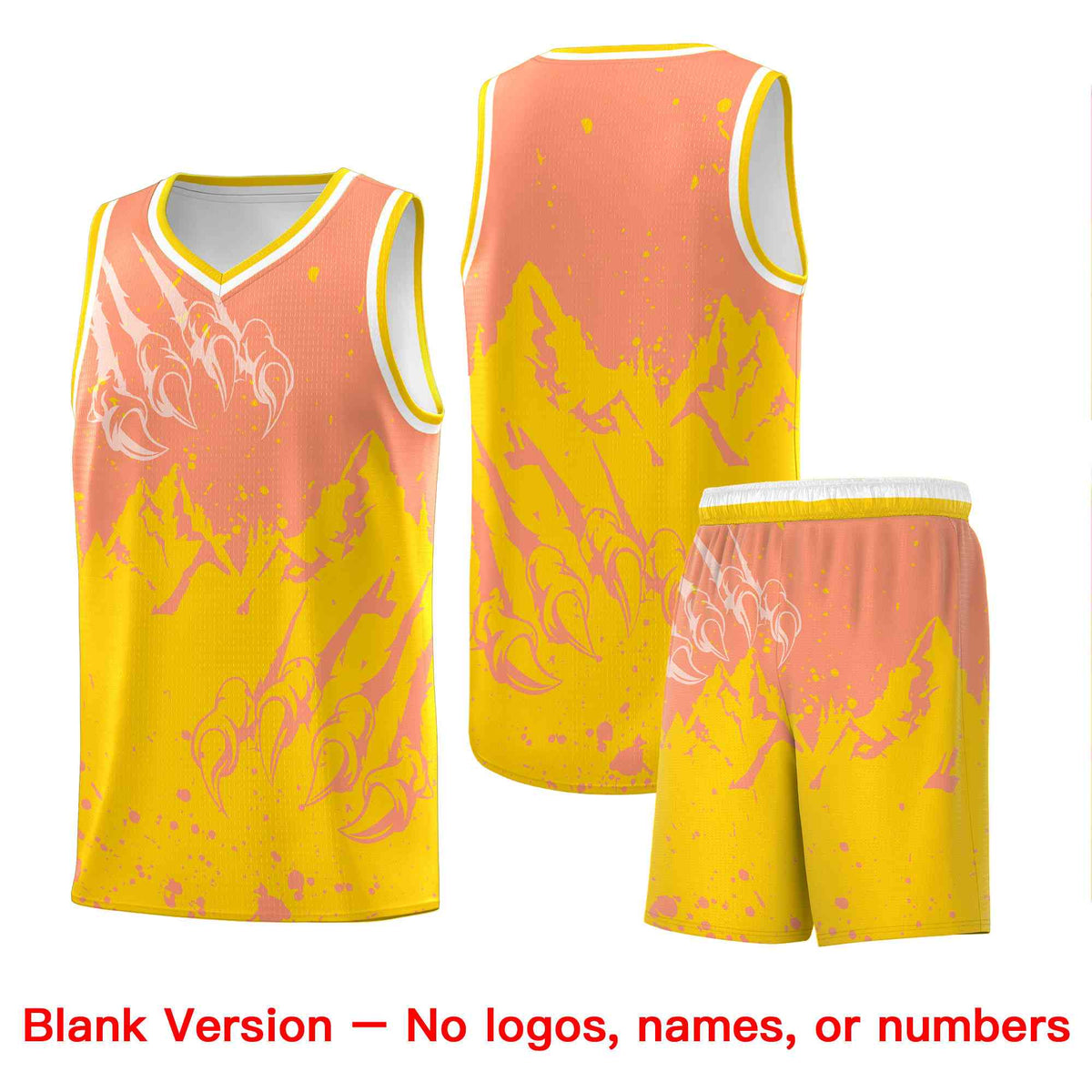 Custom Light Orange Gold Snow Mountain Beast Pattern Sports Uniform Basketball Jersey