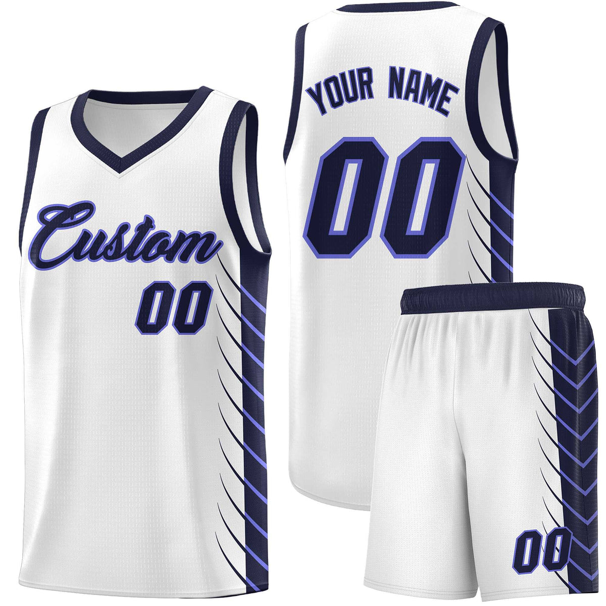 Custom Navy Navy Personalized Side Symmetrical Line Pattern Sports Uniform Basketball Jersey