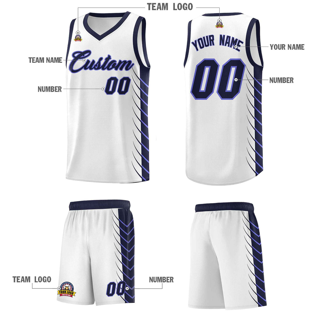 Custom Navy Navy Personalized Side Symmetrical Line Pattern Sports Uniform Basketball Jersey