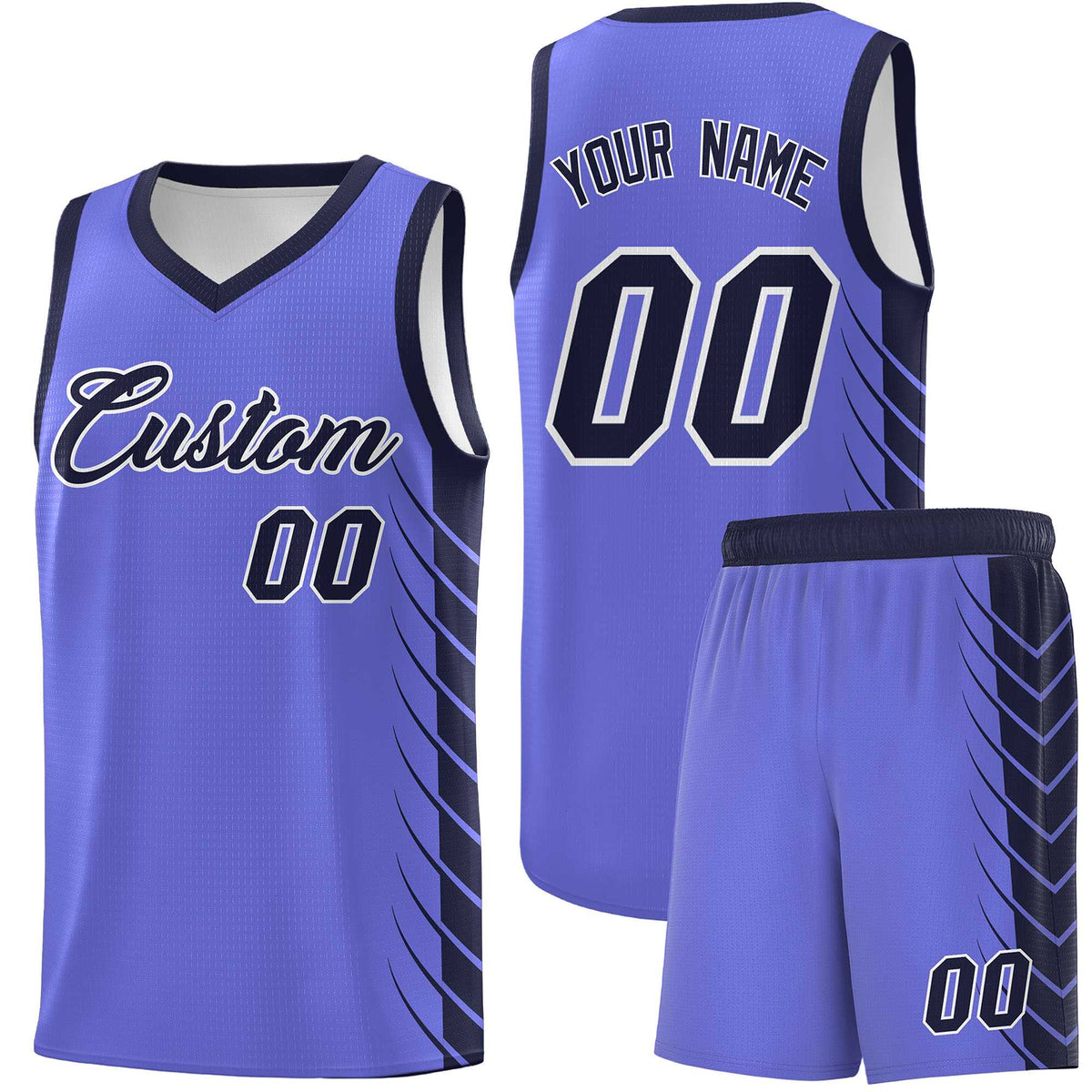 Custom Purple Navy Personalized Side Symmetrical Line Pattern Sports Uniform Basketball Jersey