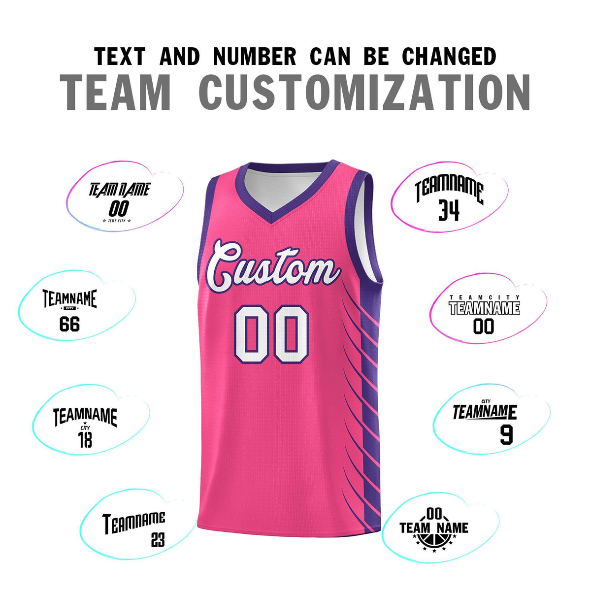 Custom Pink Purple Personalized Side Symmetrical Line Pattern Sports Uniform Basketball Jersey| KXKSHOP