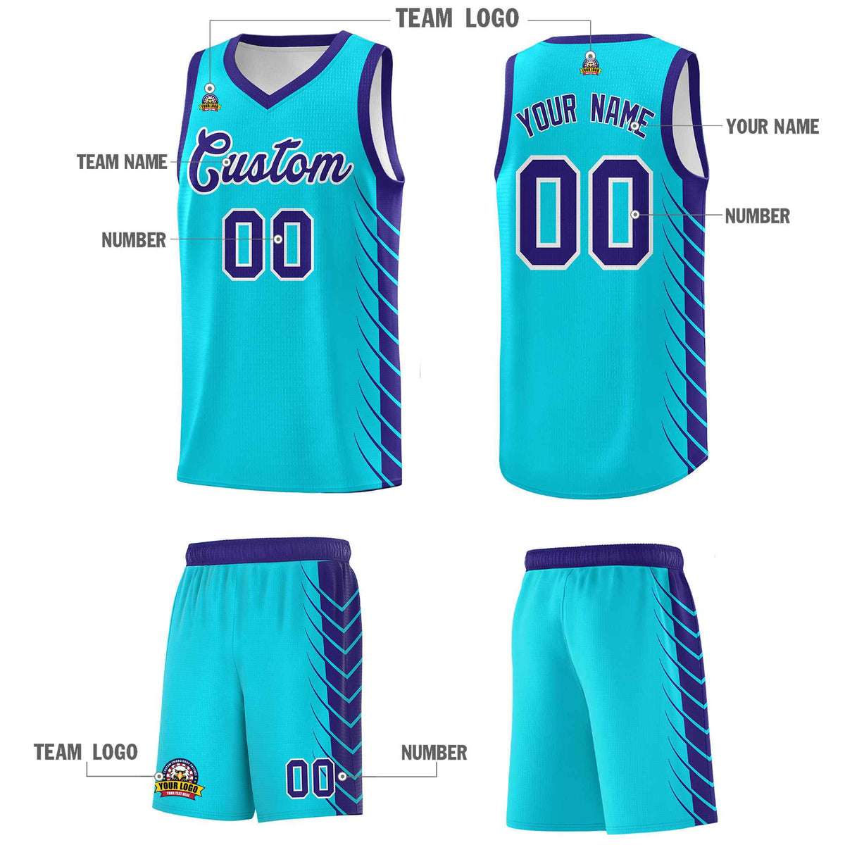 Custom Sky Blue Royal Personalized Side Symmetrical Line Pattern Sports Uniform Basketball Jersey