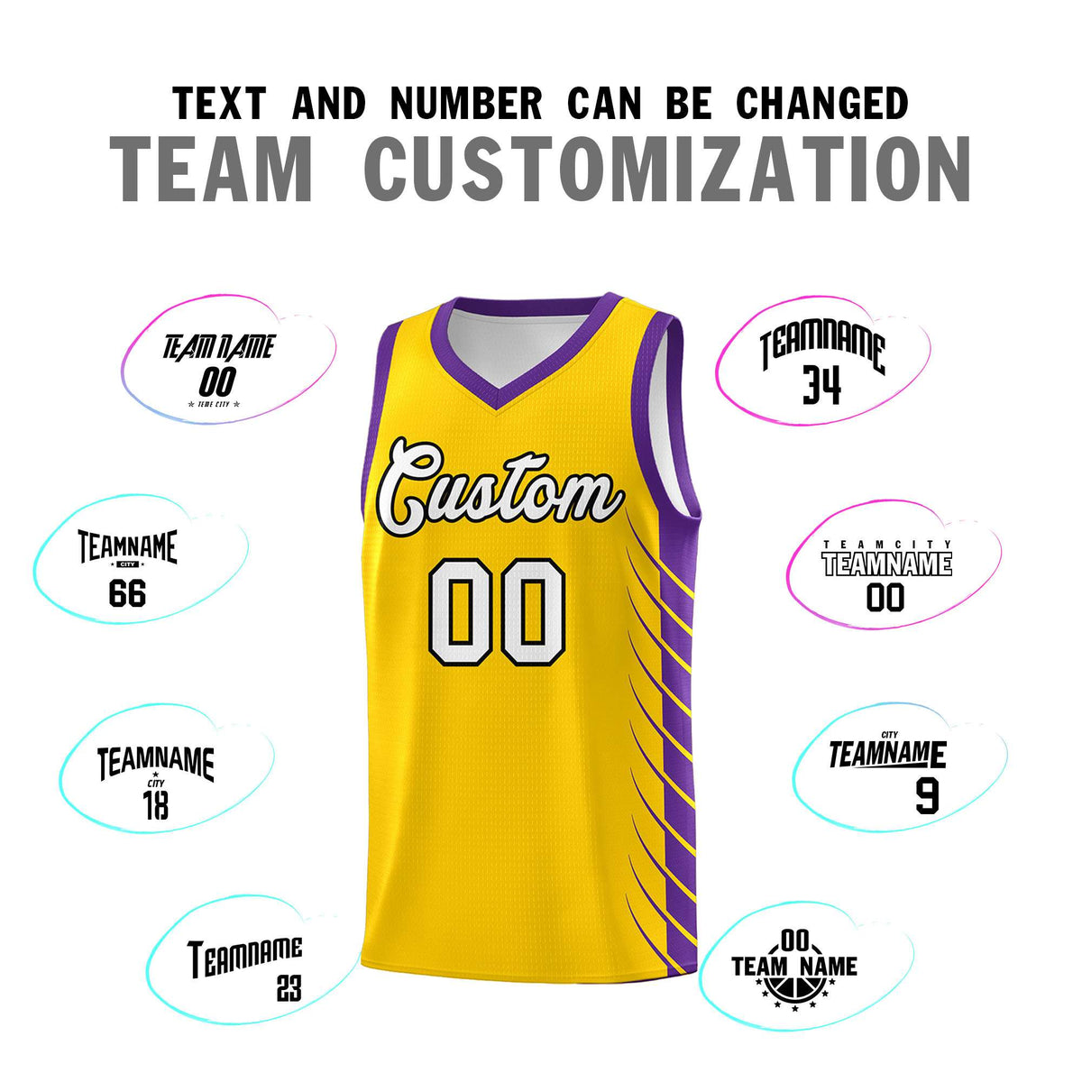 Custom Gold Purple Personalized Side Symmetrical Line Pattern Sports Uniform Basketball Jersey| KXKSHOP