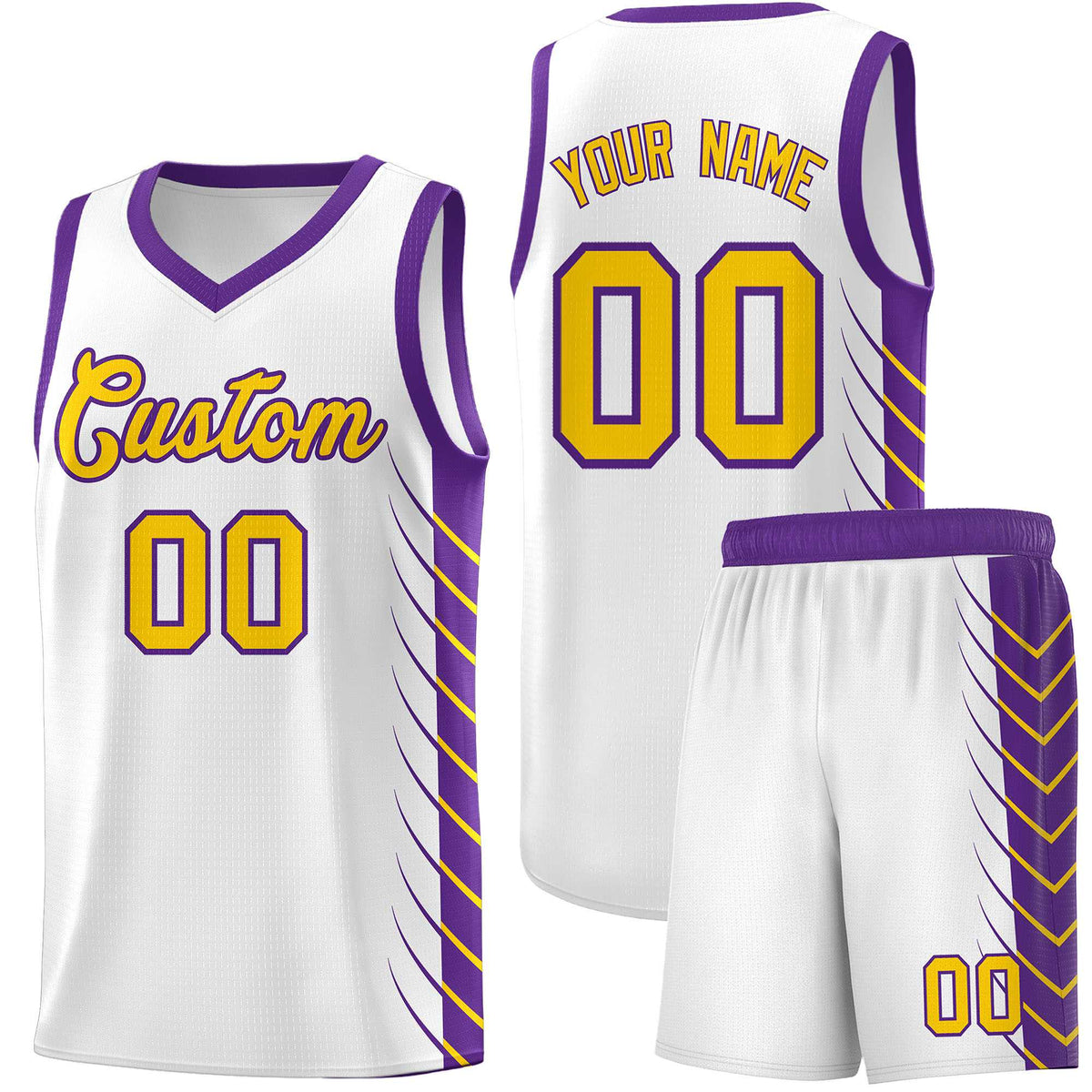 Custom White Purple Personalized Side Symmetrical Line Pattern Sports Uniform Basketball Jersey| KXKSHOP