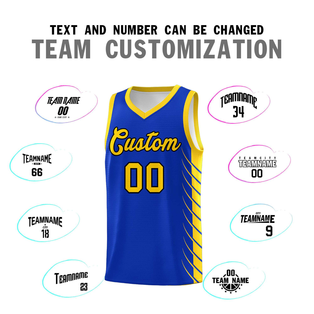 Custom Royal Gold Personalized Side Symmetrical Line Pattern Sports Uniform Basketball Jersey| KXKSHOP