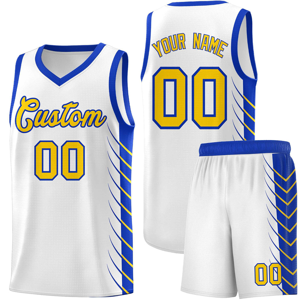 Custom White Royal Personalized Side Symmetrical Line Pattern Sports Uniform Basketball Jersey| KXKSHOP