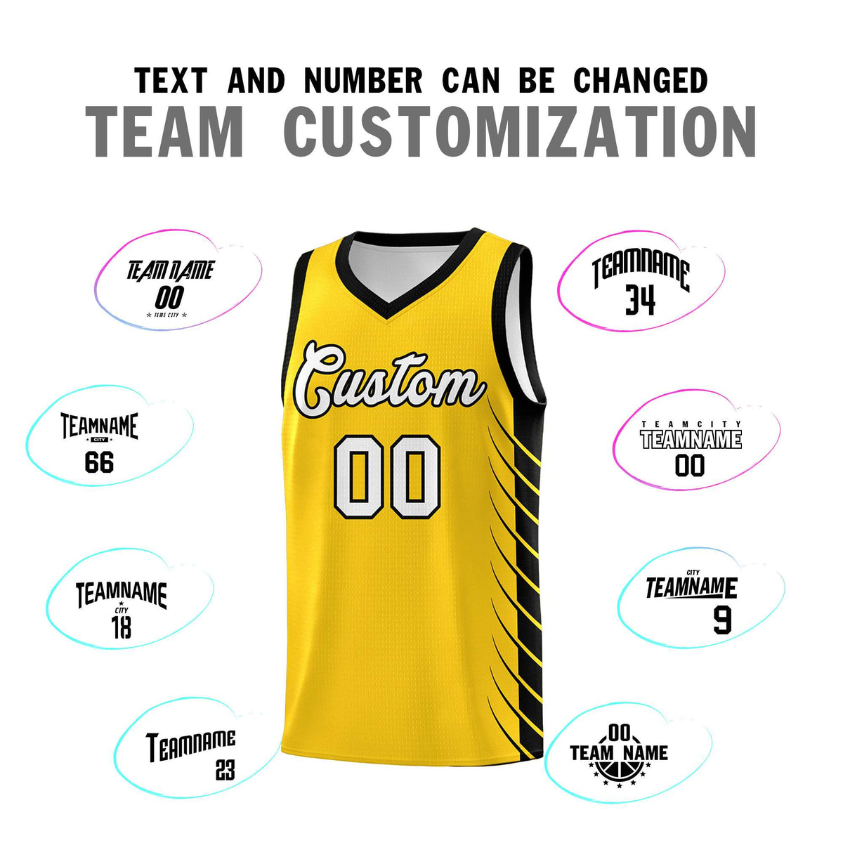 Custom Gold Black Personalized Side Symmetrical Line Pattern Sports Uniform Basketball Jersey| KXKSHOP