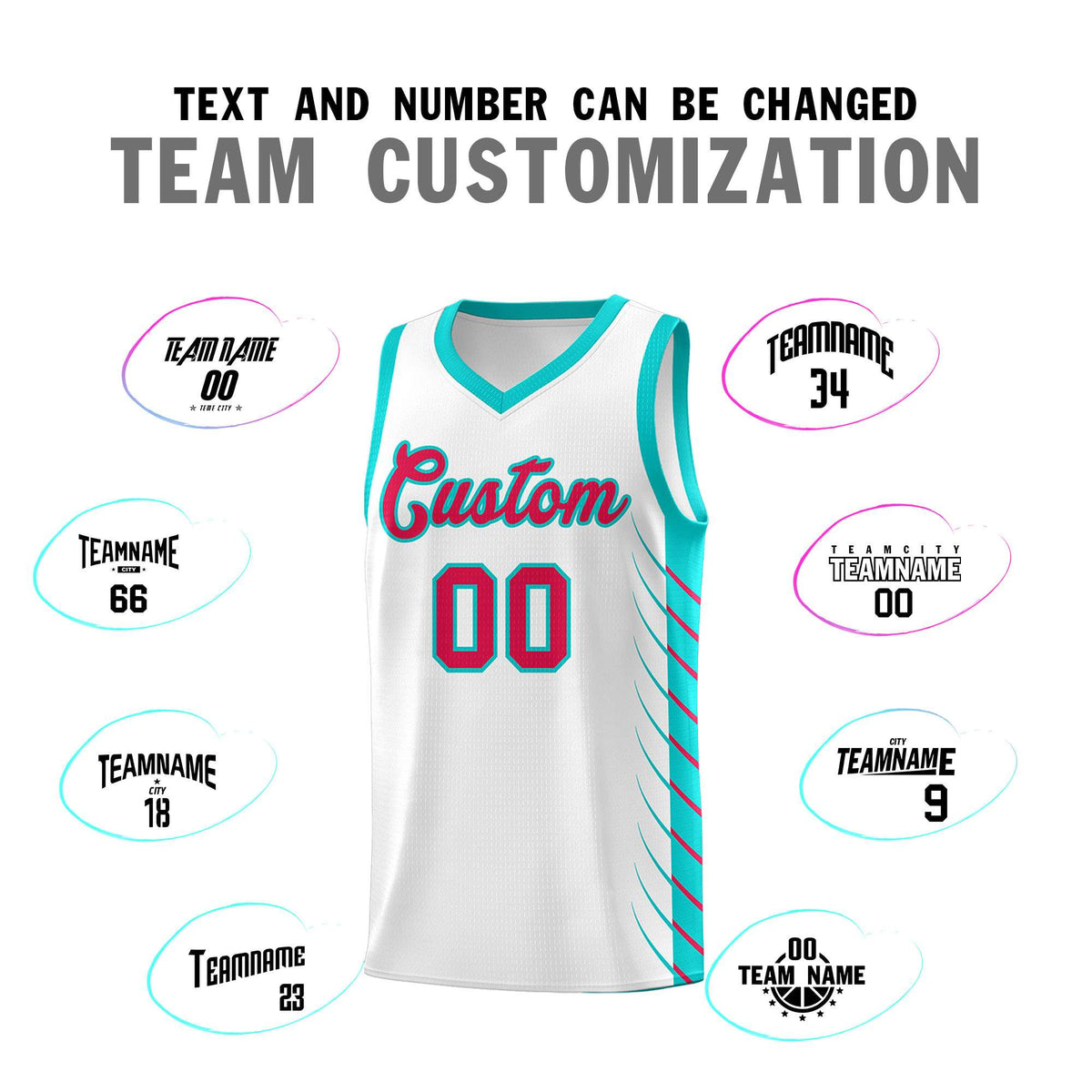 Custom White Aqua Personalized Side Symmetrical Line Pattern Sports Uniform Basketball Jersey| KXKSHOP