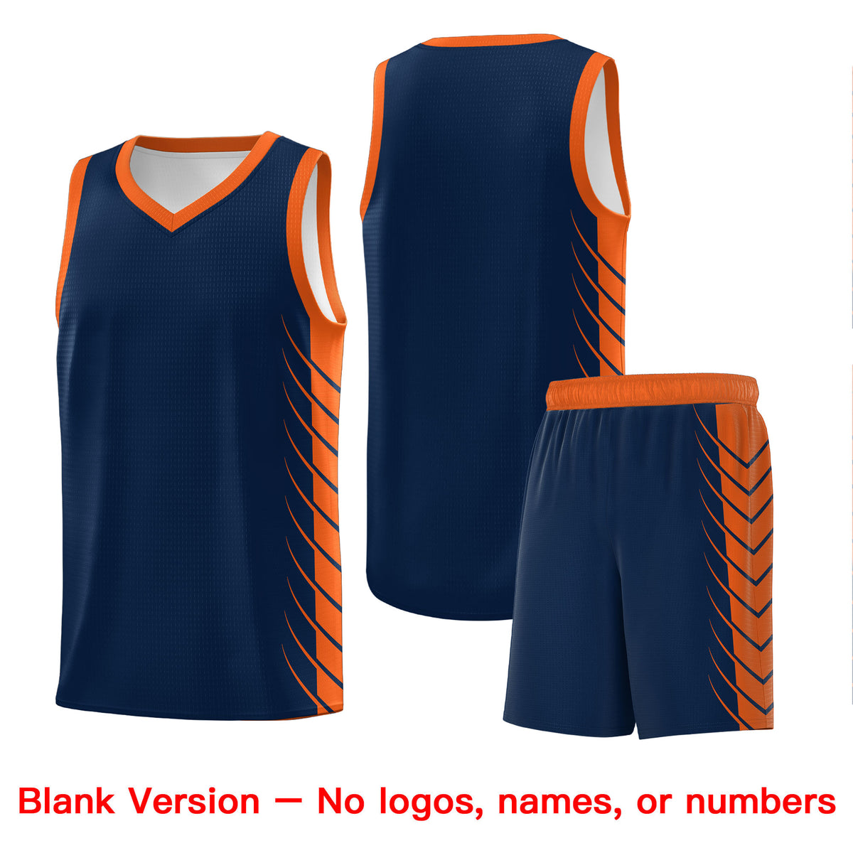 Custom Navy Orange Personalized Side Symmetrical Line Pattern Sports Uniform Basketball Jersey| KXKSHOP