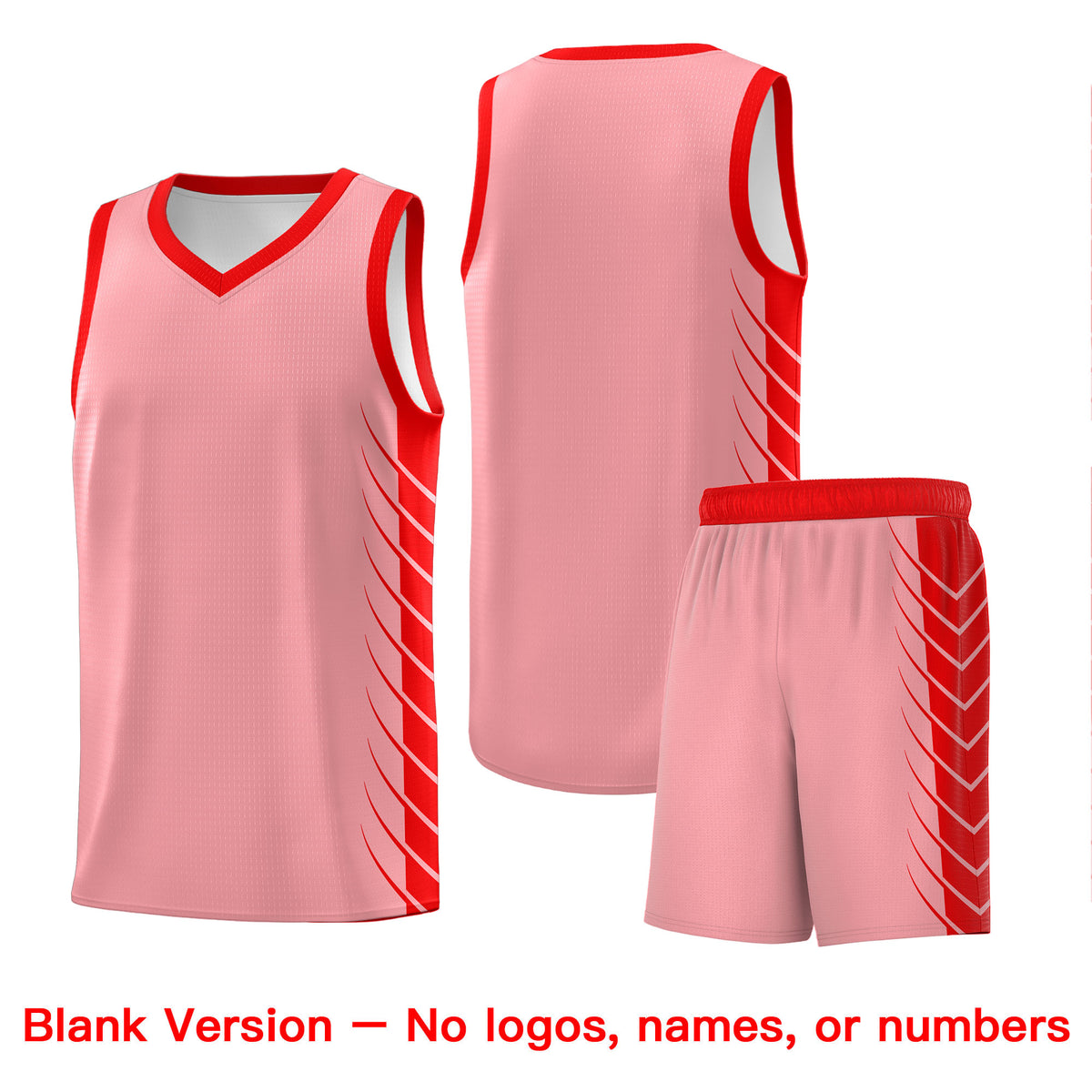 Custom Light Pink Light Red Personalized Side Symmetrical Line Pattern Sports Uniform Basketball Jersey| KXKSHOP