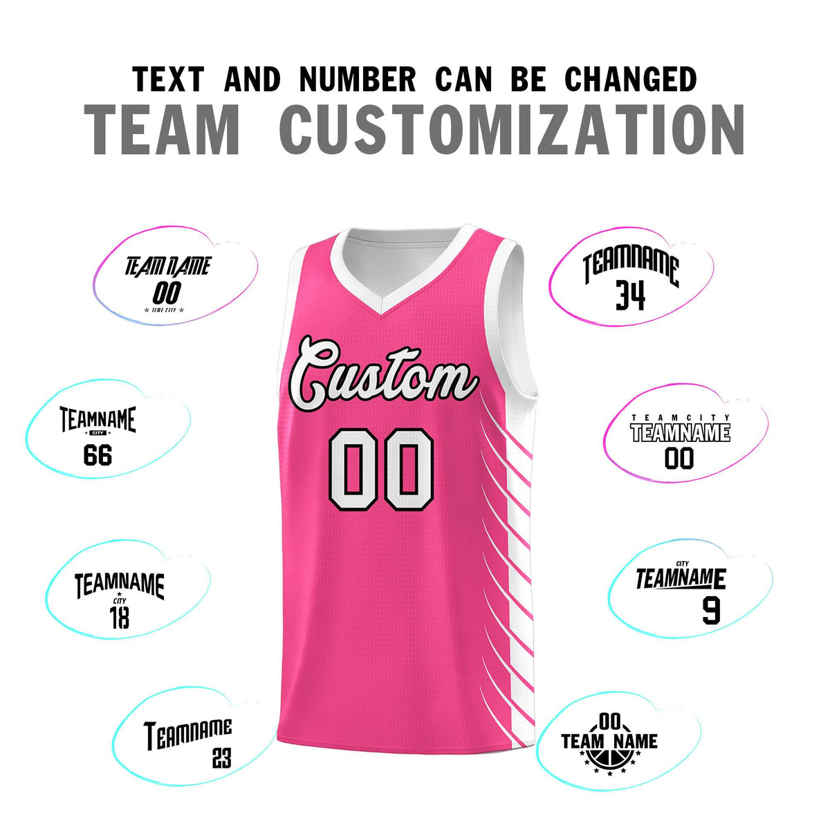 Custom Pink White Personalized Side Symmetrical Line Pattern Sports Uniform Basketball Jersey| KXKSHOP