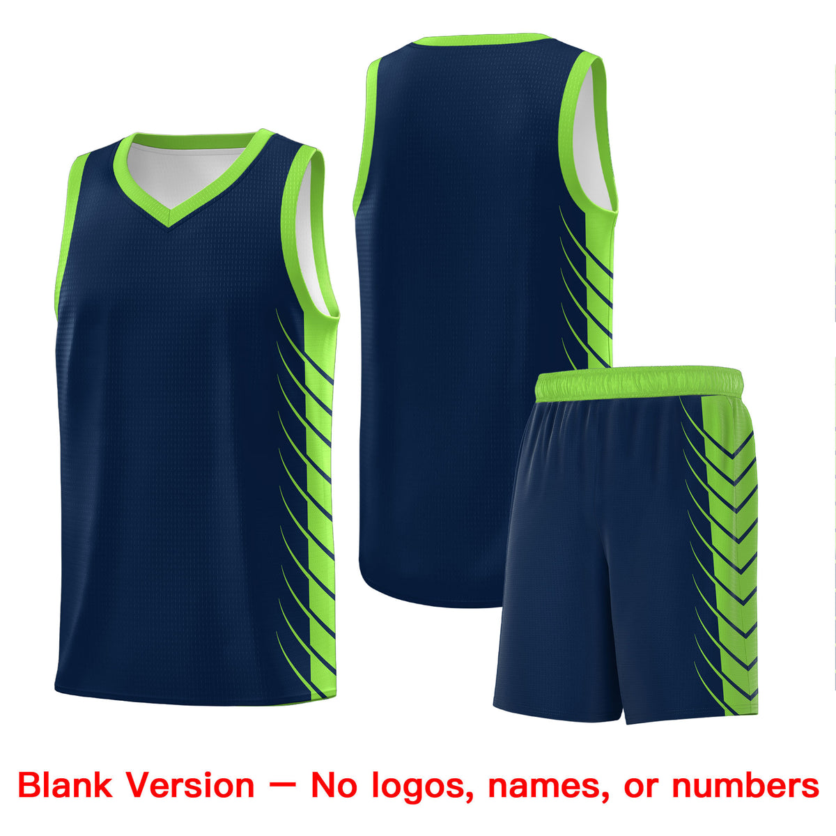 Custom Navy Fluorescent Green Personalized Side Symmetrical Line Pattern Sports Uniform Basketball Jersey| KXKSHOP