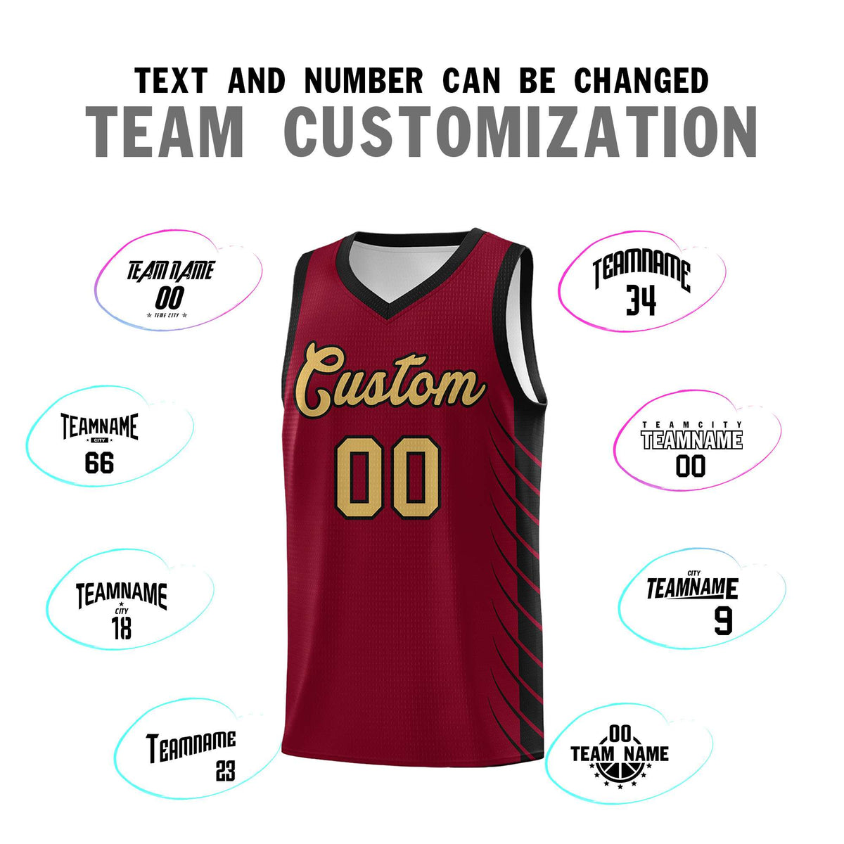 Custom Crimson Black Personalized Side Symmetrical Line Pattern Sports Uniform Basketball Jersey| KXKSHOP