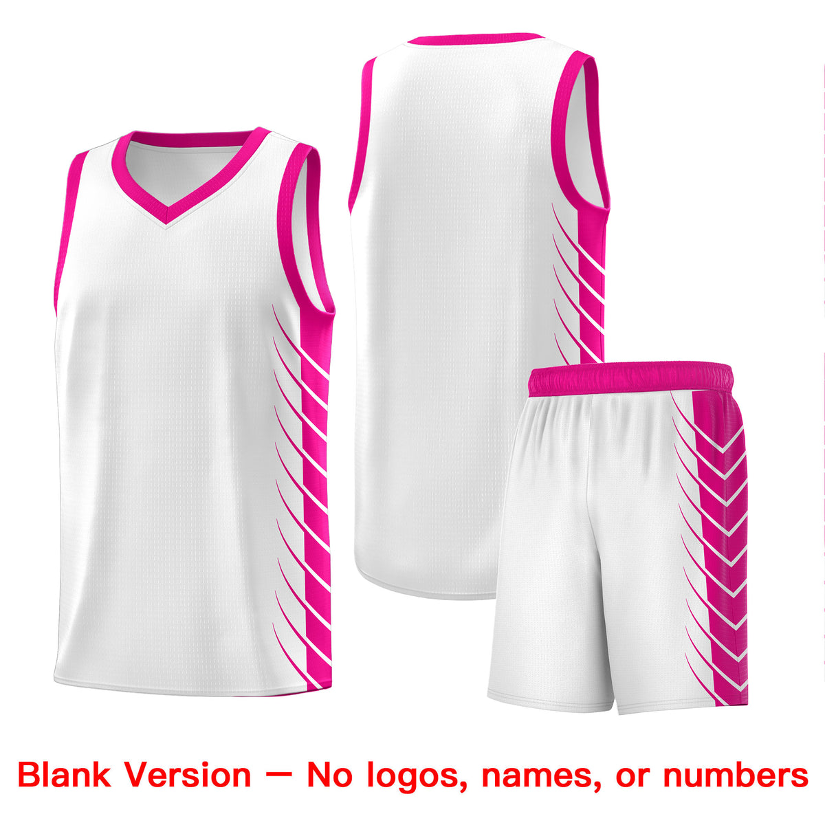 Custom White Pink Personalized Side Symmetrical Line Pattern Sports Uniform Basketball Jersey| KXKSHOP