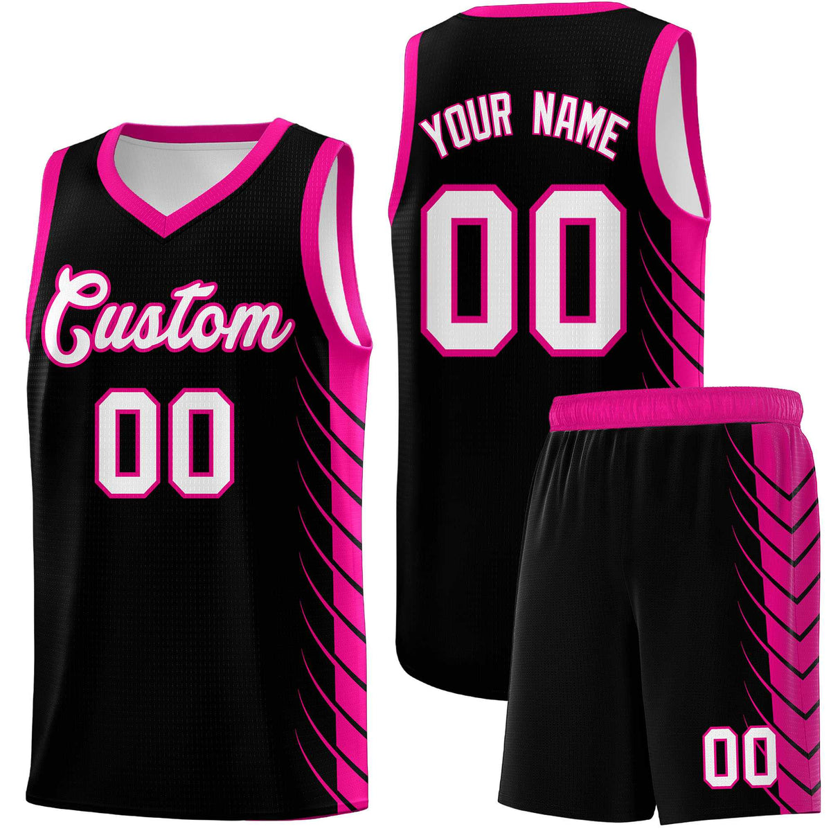 Custom Black Pink Personalized Side Symmetrical Line Pattern Sports Uniform Basketball Jersey| KXKSHOP