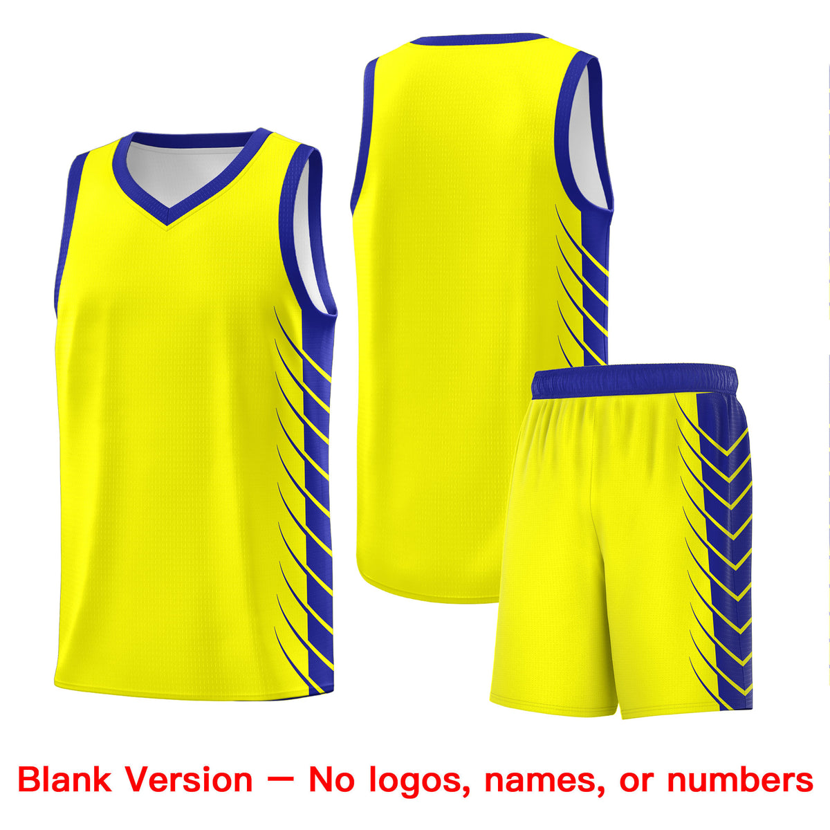 Custom Fluorescent Yellow Royal Personalized Side Symmetrical Line Pattern Sports Uniform Basketball Jersey| KXKSHOP