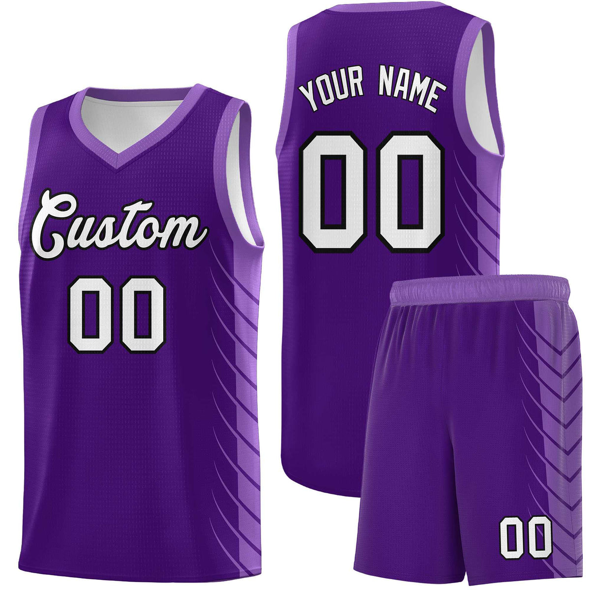 Custom Purple Light Purple Personalized Side Symmetrical Line Pattern Sports Uniform Basketball Jersey| KXKSHOP