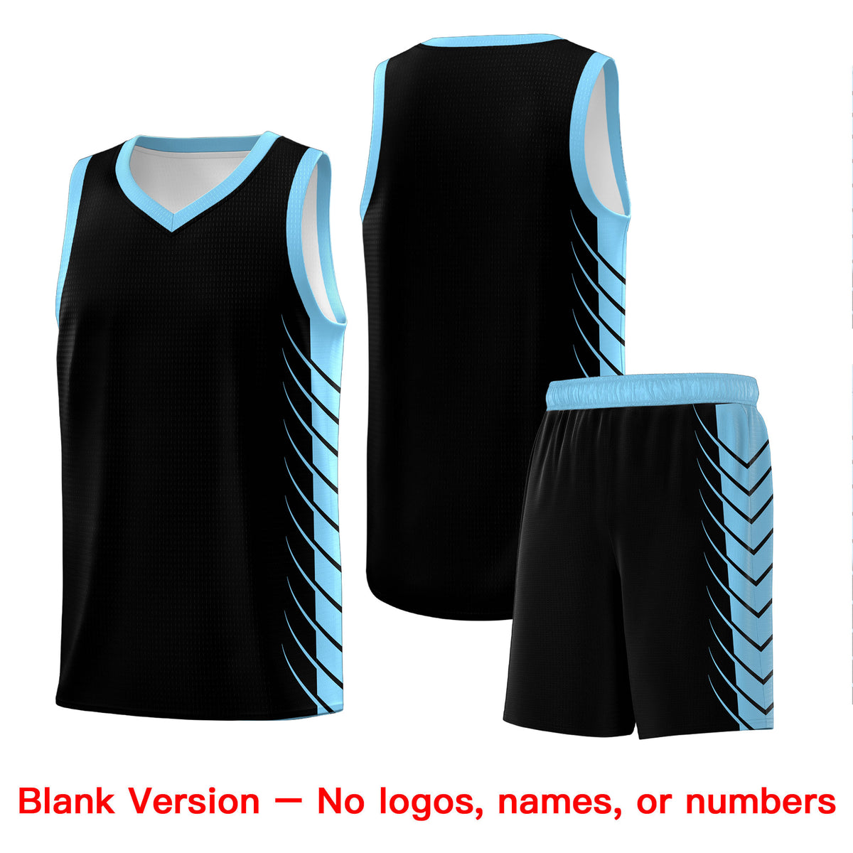 Custom Black Light Blue Personalized Side Symmetrical Line Pattern Sports Uniform Basketball Jersey| KXKSHOP