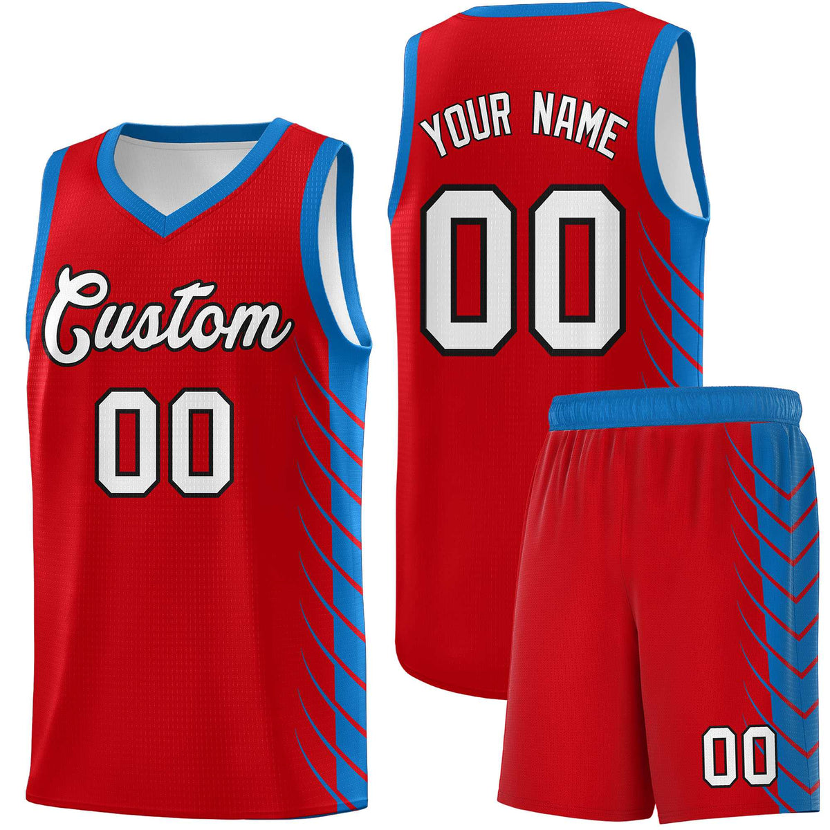 Custom Red Royal Personalized Side Symmetrical Line Pattern Sports Uniform Basketball Jersey| KXKSHOP
