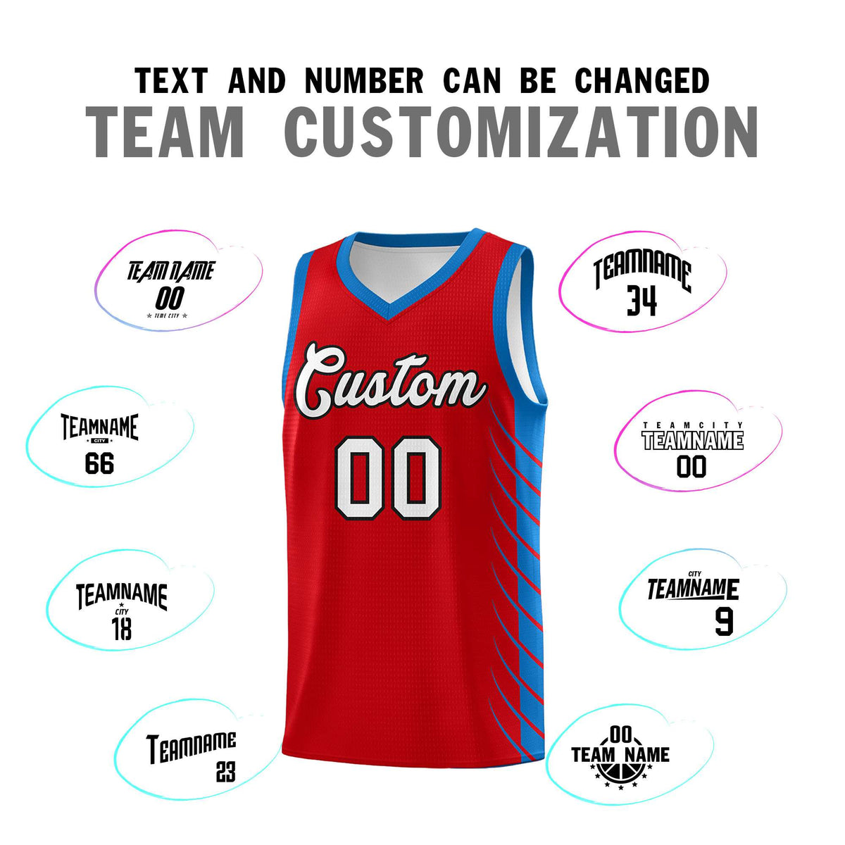 Custom Red Royal Personalized Side Symmetrical Line Pattern Sports Uniform Basketball Jersey| KXKSHOP