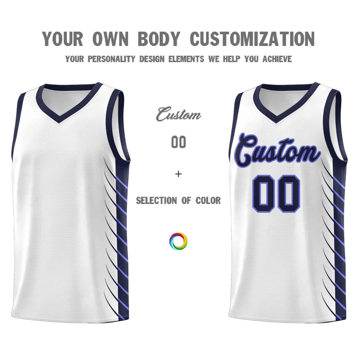 Custom Navy Navy Personalized Side Symmetrical Line Pattern Sports Uniform Basketball Jersey| KXKSHOP