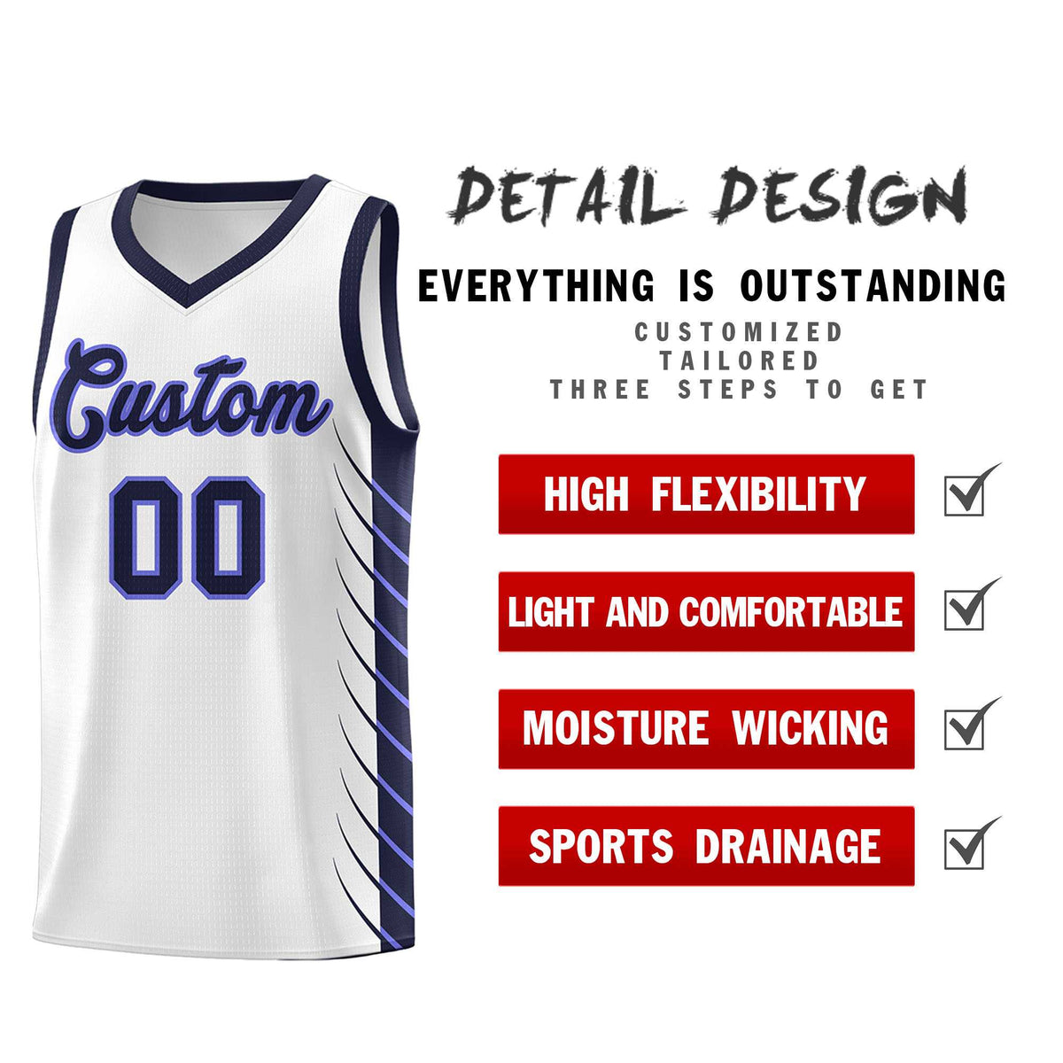 Custom Navy Navy Personalized Side Symmetrical Line Pattern Sports Uniform Basketball Jersey| KXKSHOP
