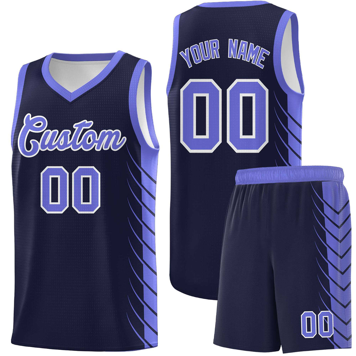 Custom Navy Purple Personalized Side Symmetrical Line Pattern Sports Uniform Basketball Jersey| KXKSHOP