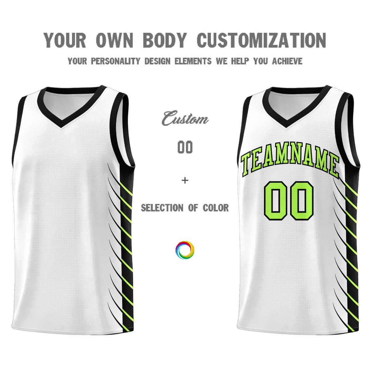 Custom White Black Personalized Side Symmetrical Line Pattern Sports Uniform Basketball Jersey