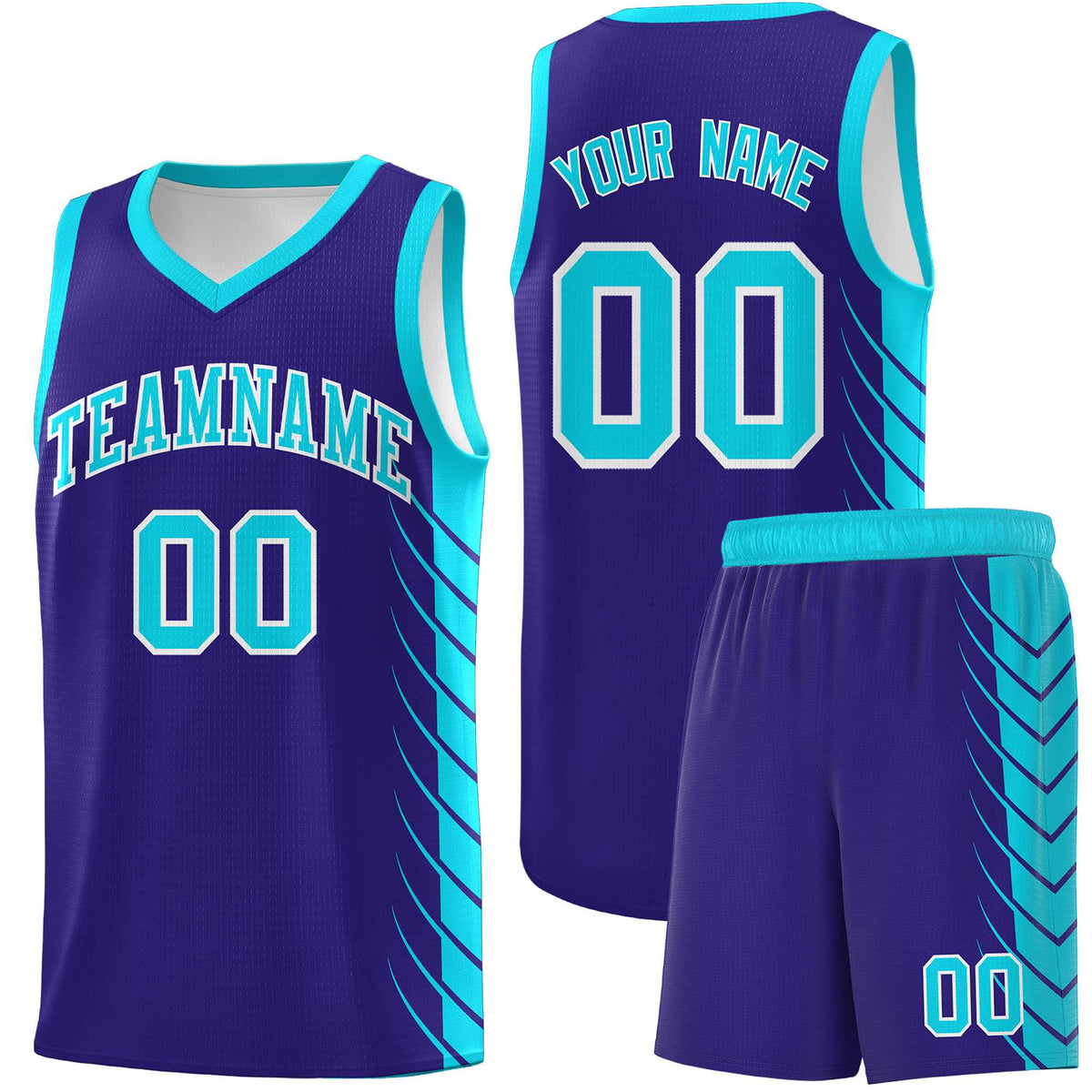 Custom Royal Sky Blue Personalized Side Symmetrical Line Pattern Sports Uniform Basketball Jersey
