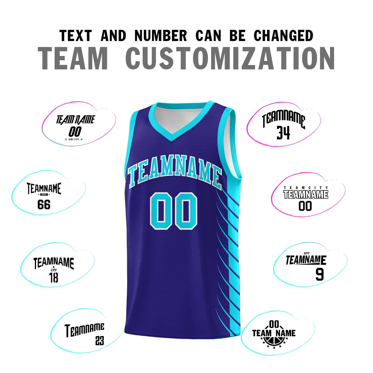 Custom Royal Sky Blue Personalized Side Symmetrical Line Pattern Sports Uniform Basketball Jersey
