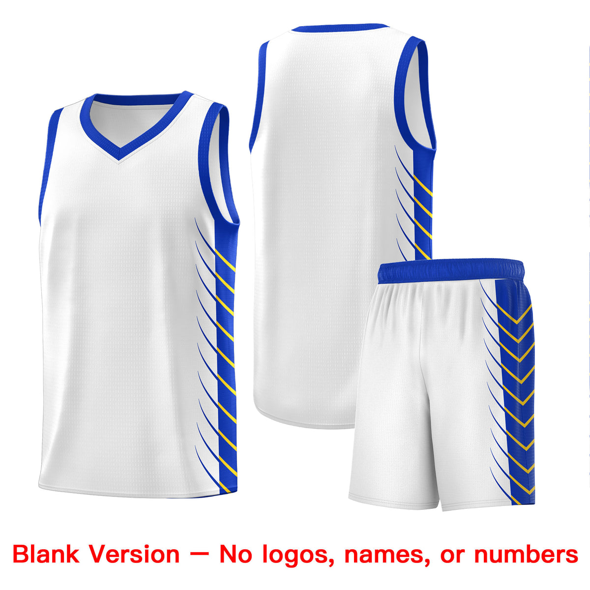 Custom White Royal Personalized Side Symmetrical Line Pattern Sports Uniform Basketball Jersey