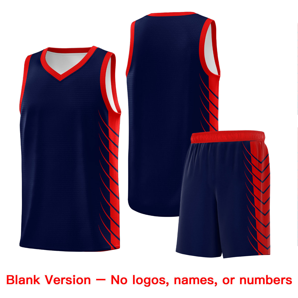 Custom Navy Red Personalized Side Symmetrical Line Pattern Sports Uniform Basketball Jersey