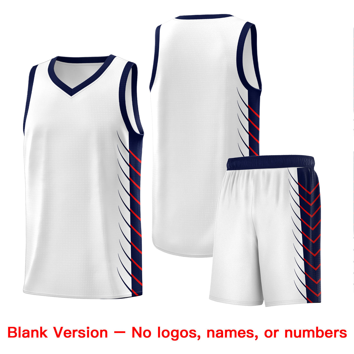 Custom White Navy Personalized Side Symmetrical Line Pattern Sports Uniform Basketball Jersey