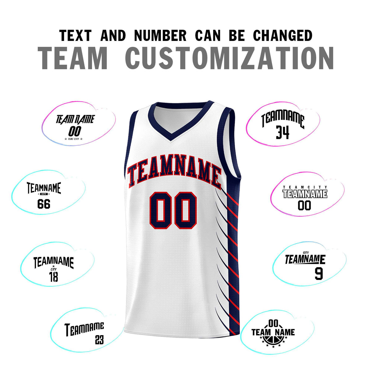 Custom White Navy Personalized Side Symmetrical Line Pattern Sports Uniform Basketball Jersey