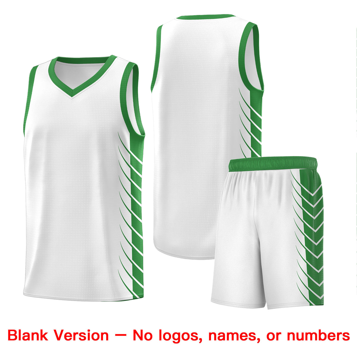 Custom White Kelly Green Personalized Side Symmetrical Line Pattern Sports Uniform Basketball Jersey