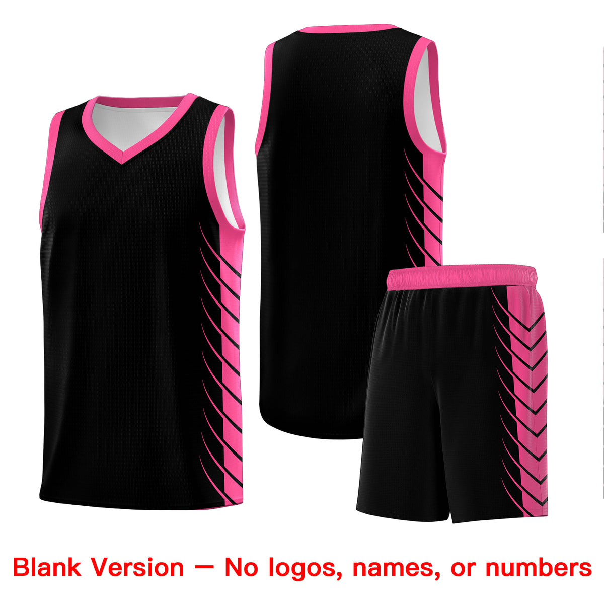 Custom Black Pink Personalized Side Symmetrical Line Pattern Sports Uniform Basketball Jersey