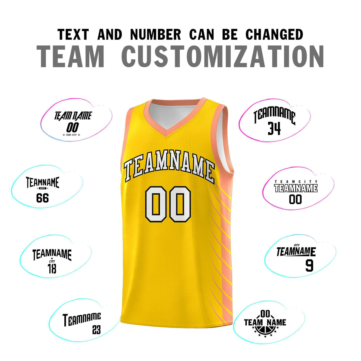 Custom Gold Light Orange Personalized Side Symmetrical Line Pattern Sports Uniform Basketball Jersey