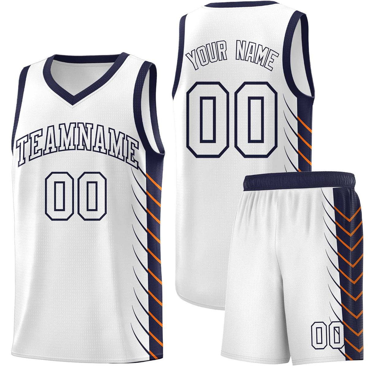 Custom White Navy Personalized Side Symmetrical Line Pattern Sports Uniform Basketball Jersey